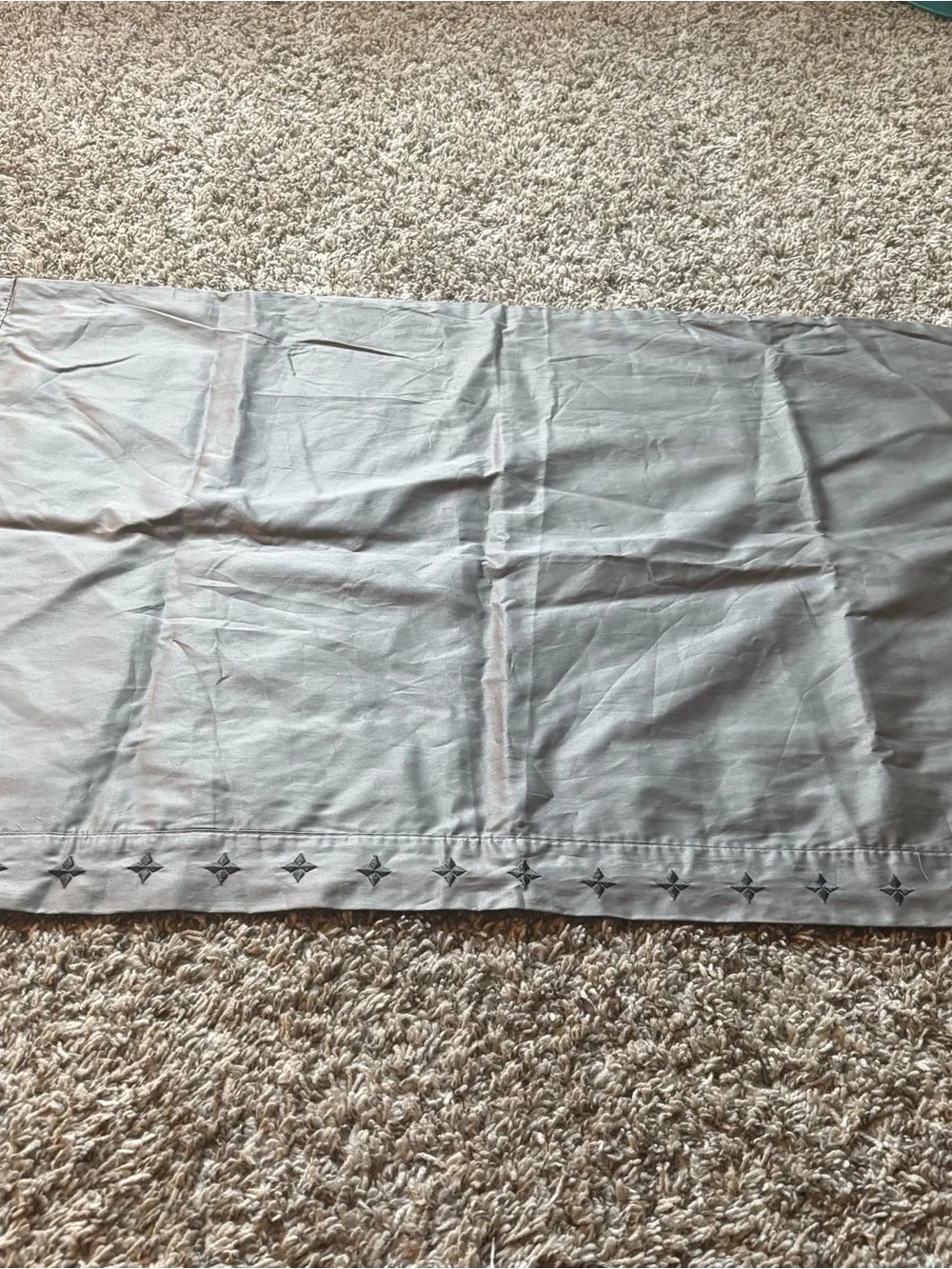 IKEA Gray Cotton Duvet Cover 2 pillow queen Vinranka  Embroidery star snaps